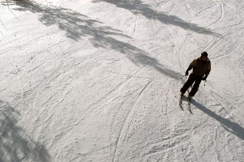 Skier gliding at Lookout Pass